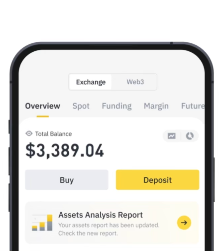Binance Wallet showing $3,389.04 balance